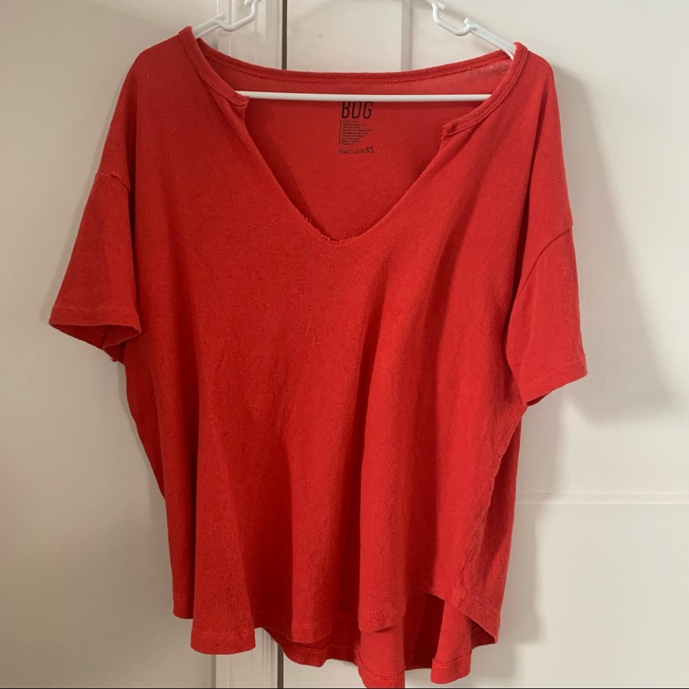 BDG/UO oversized cotton red shirt